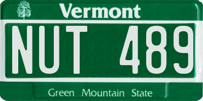 VT license plate NUT489