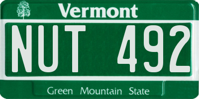 VT license plate NUT492