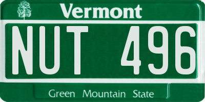 VT license plate NUT496