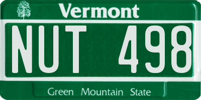 VT license plate NUT498