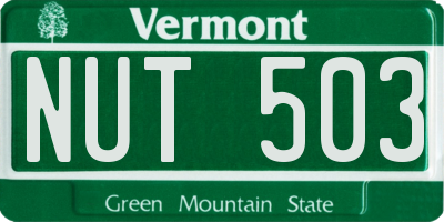 VT license plate NUT503