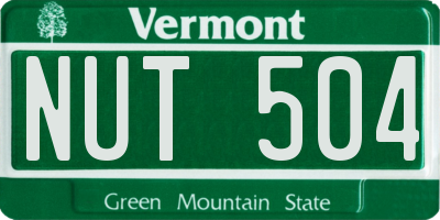 VT license plate NUT504