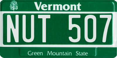 VT license plate NUT507