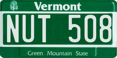 VT license plate NUT508