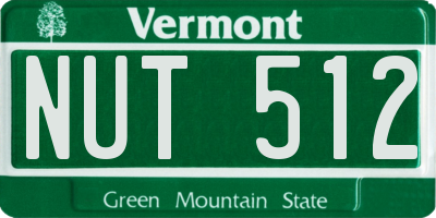 VT license plate NUT512