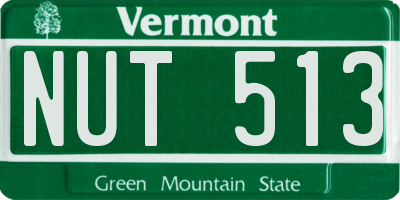 VT license plate NUT513