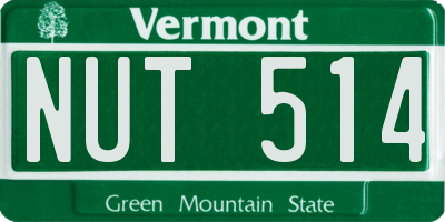 VT license plate NUT514