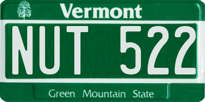 VT license plate NUT522