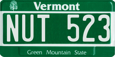 VT license plate NUT523