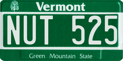 VT license plate NUT525