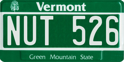 VT license plate NUT526