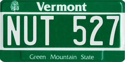 VT license plate NUT527