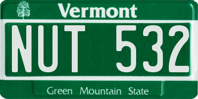 VT license plate NUT532