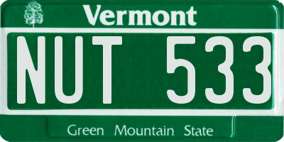VT license plate NUT533