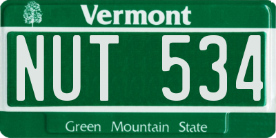 VT license plate NUT534