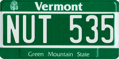 VT license plate NUT535