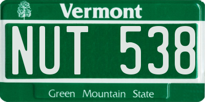 VT license plate NUT538