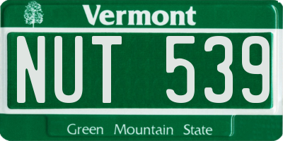 VT license plate NUT539