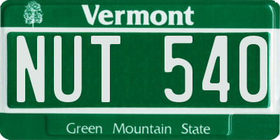 VT license plate NUT540