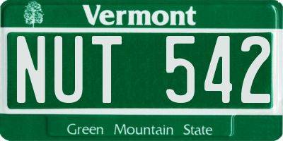 VT license plate NUT542