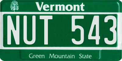 VT license plate NUT543