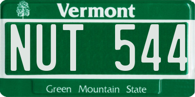 VT license plate NUT544