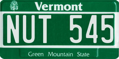 VT license plate NUT545