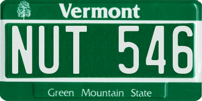 VT license plate NUT546