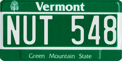 VT license plate NUT548