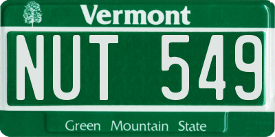 VT license plate NUT549