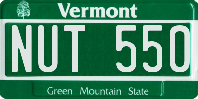 VT license plate NUT550