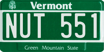 VT license plate NUT551