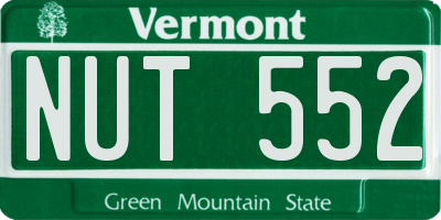 VT license plate NUT552