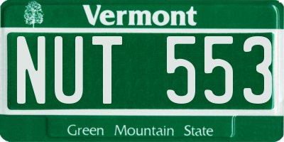 VT license plate NUT553
