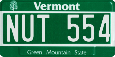 VT license plate NUT554