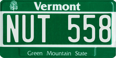 VT license plate NUT558