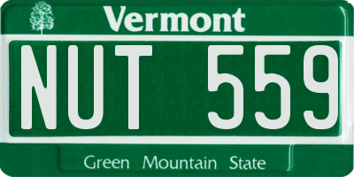 VT license plate NUT559