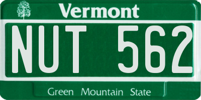 VT license plate NUT562