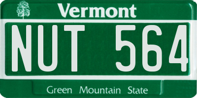 VT license plate NUT564