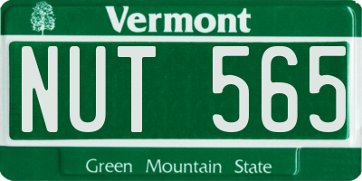 VT license plate NUT565