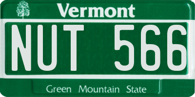 VT license plate NUT566