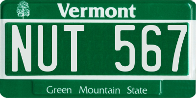 VT license plate NUT567