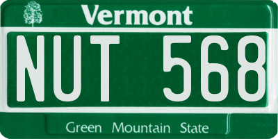 VT license plate NUT568
