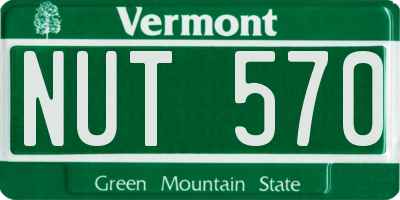 VT license plate NUT570