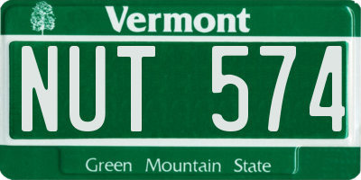 VT license plate NUT574