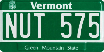 VT license plate NUT575