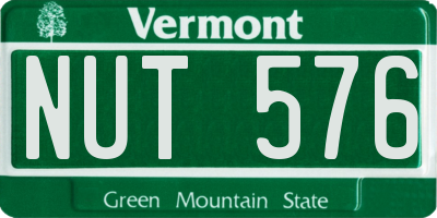 VT license plate NUT576