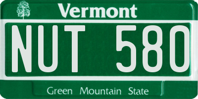VT license plate NUT580