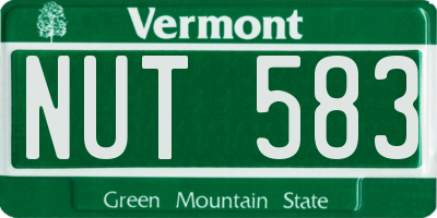 VT license plate NUT583