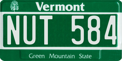 VT license plate NUT584